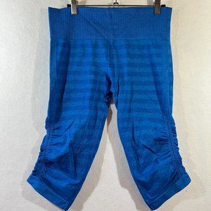 Lululemon | In The Flow Blue Crop Stripe Leggings Size 8